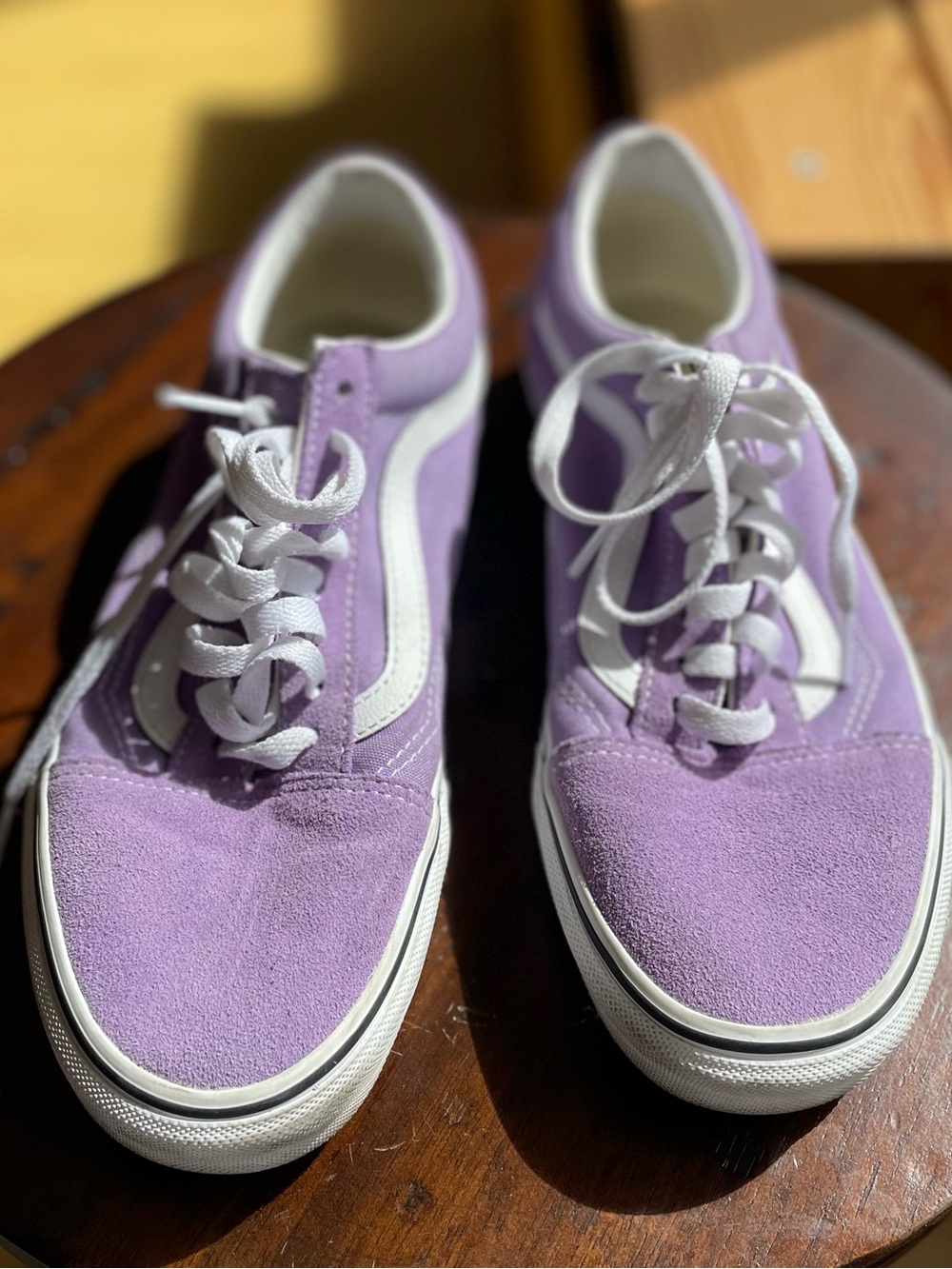 Vans Women's Lavender Suede Old Skool Sneakers with White Stripe